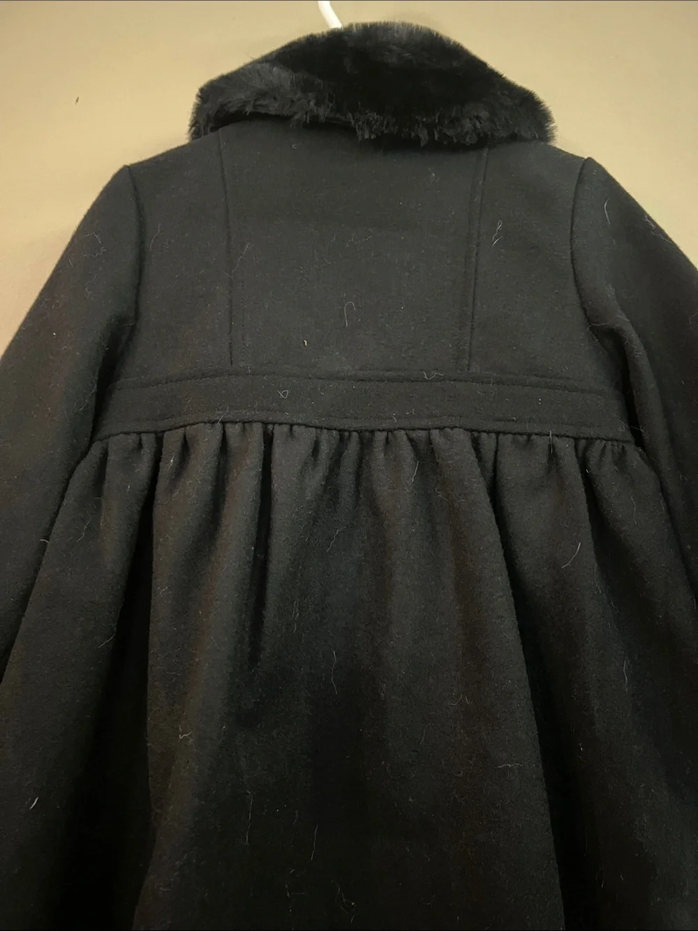 Gymboree Classic Black Faux-Fur Collar Dress Coat